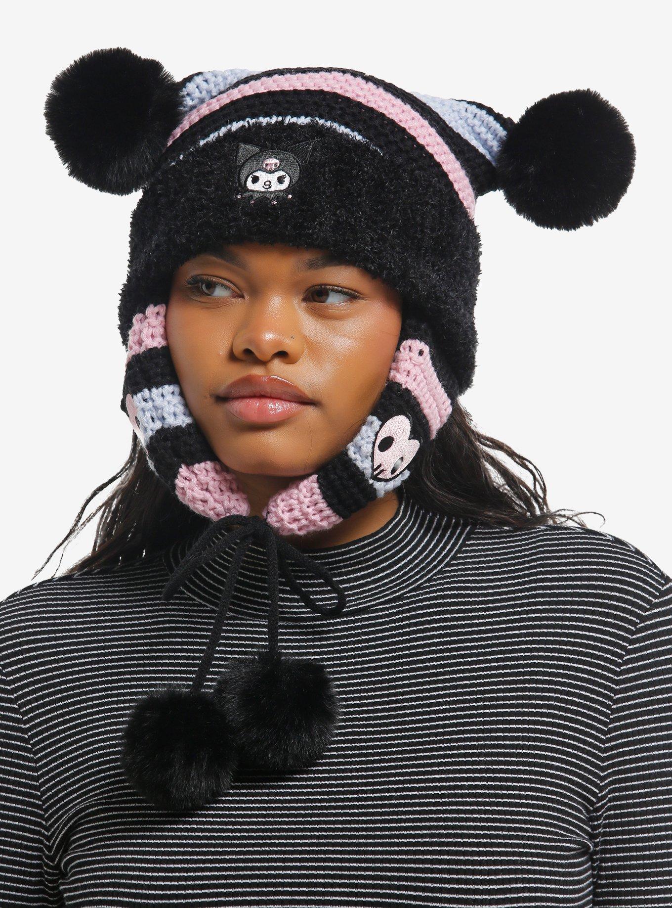 Kuromi Pastel Stripe Subtle Ear Tassel Beanie | Trendy Graphic Tee | Casual Unisex T-shirt