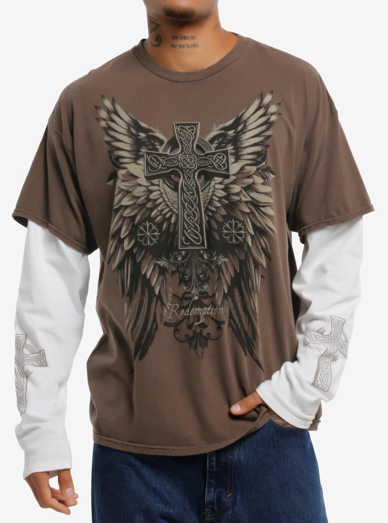 Redemption Winged Cross Twofer Long-Sleeve T-Shirt