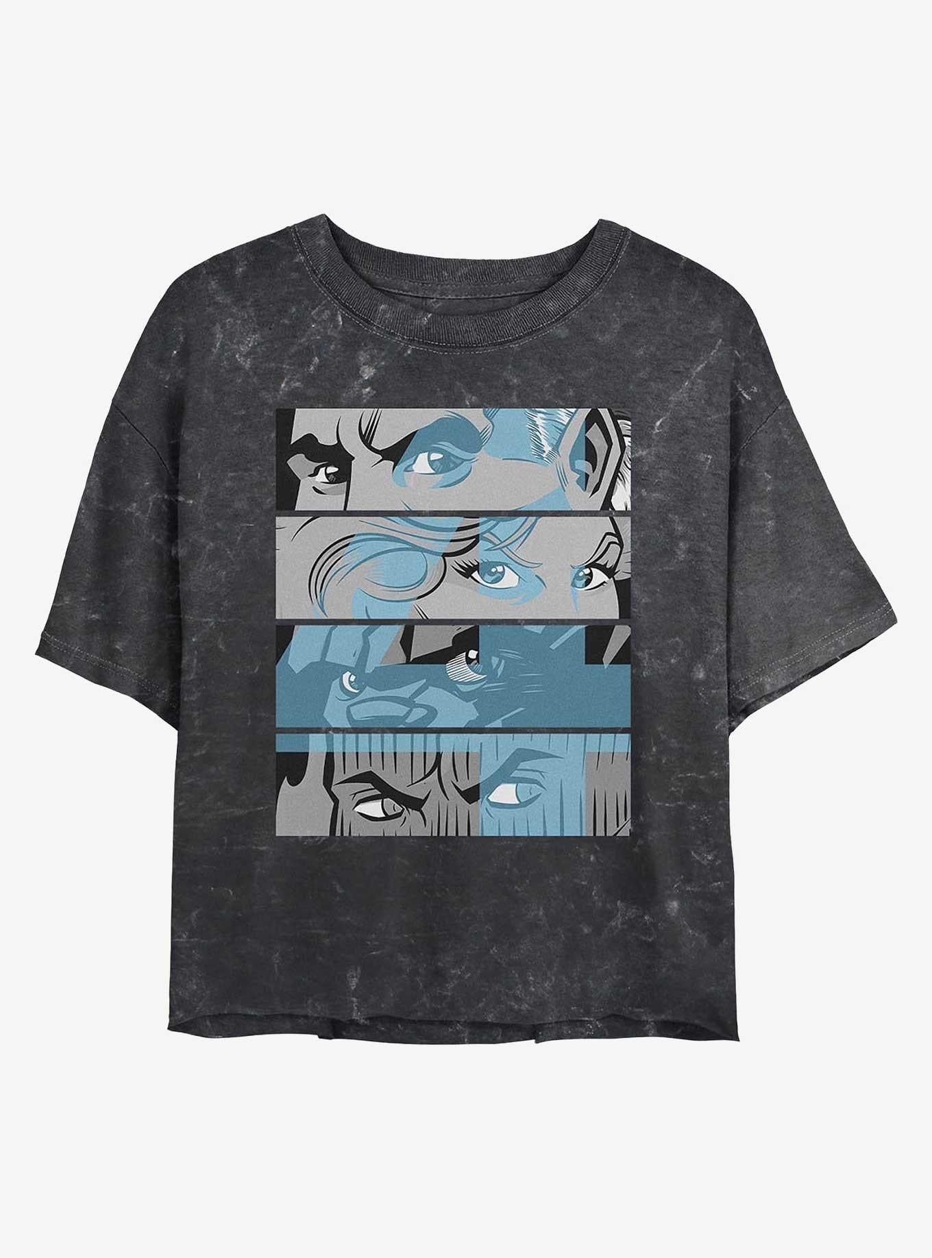 Marvel Fantastic Four Fantastic Blue Eyes Girls Mineral Wash Crop T-Shirt
