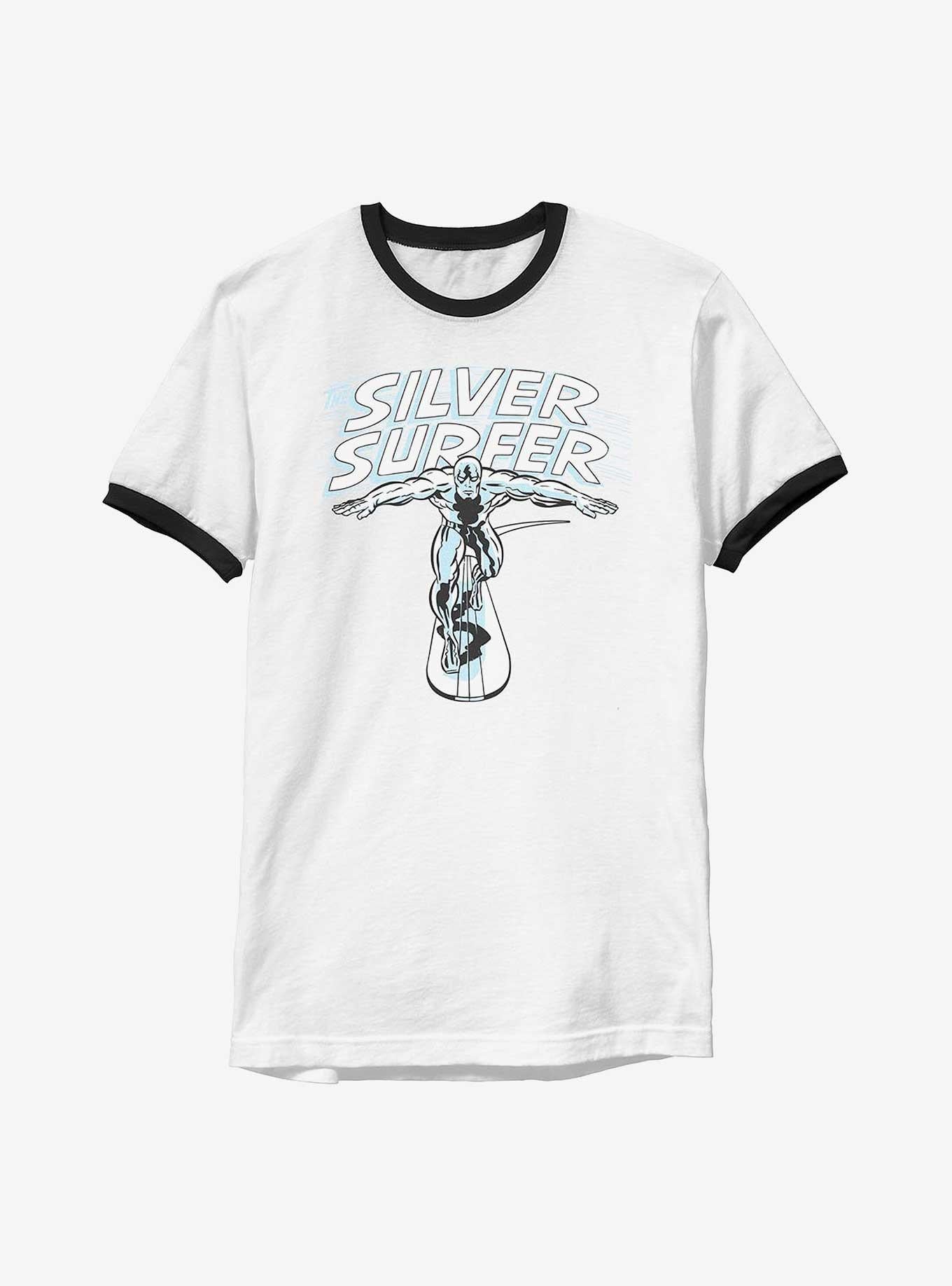 Marvel Fantastic Four Silver Surfer Wordmark Ringer T-Shirt