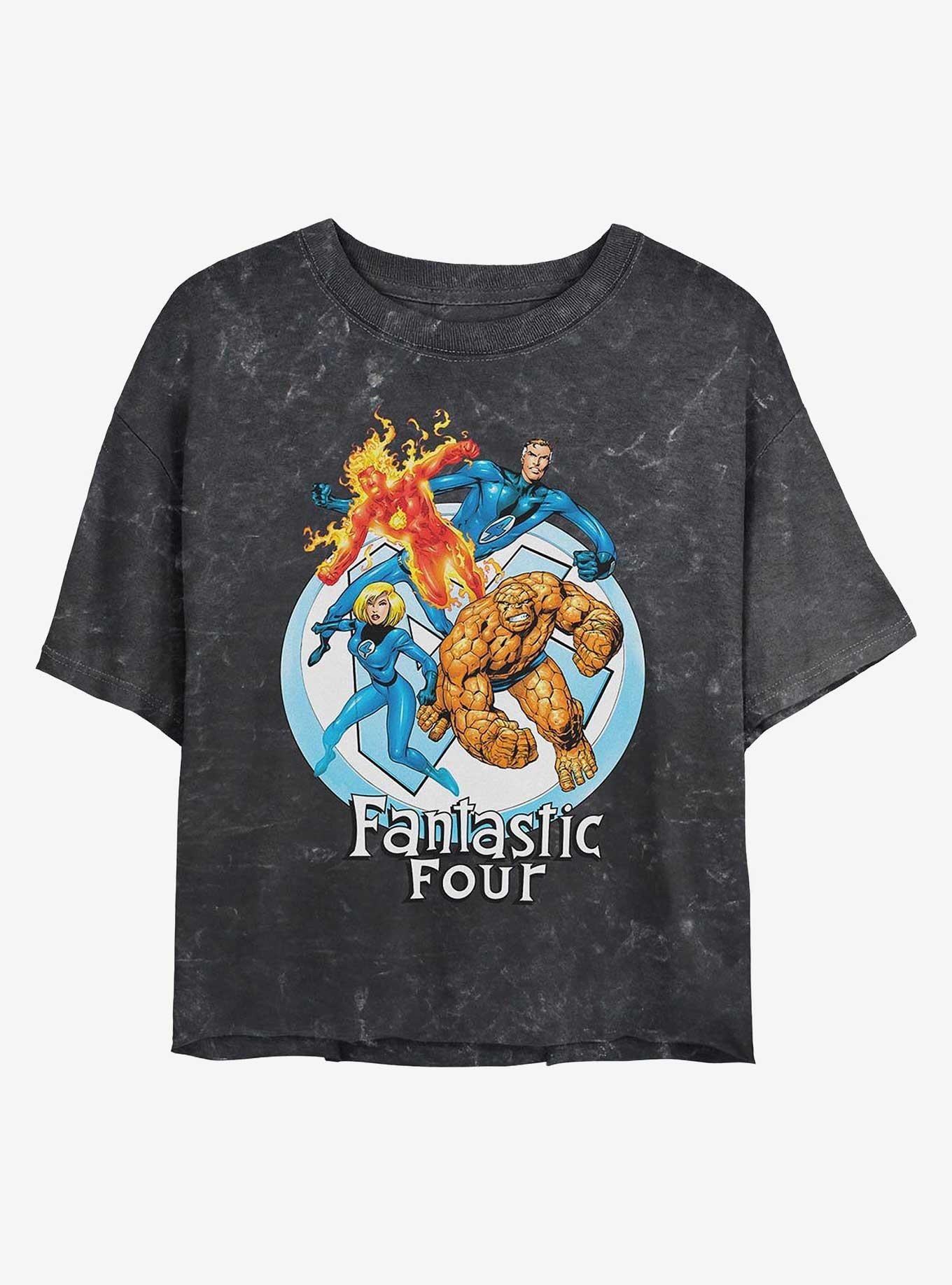 Marvel Fantastic Four Feelin Fantastic Girls Mineral Wash Crop T-Shirt