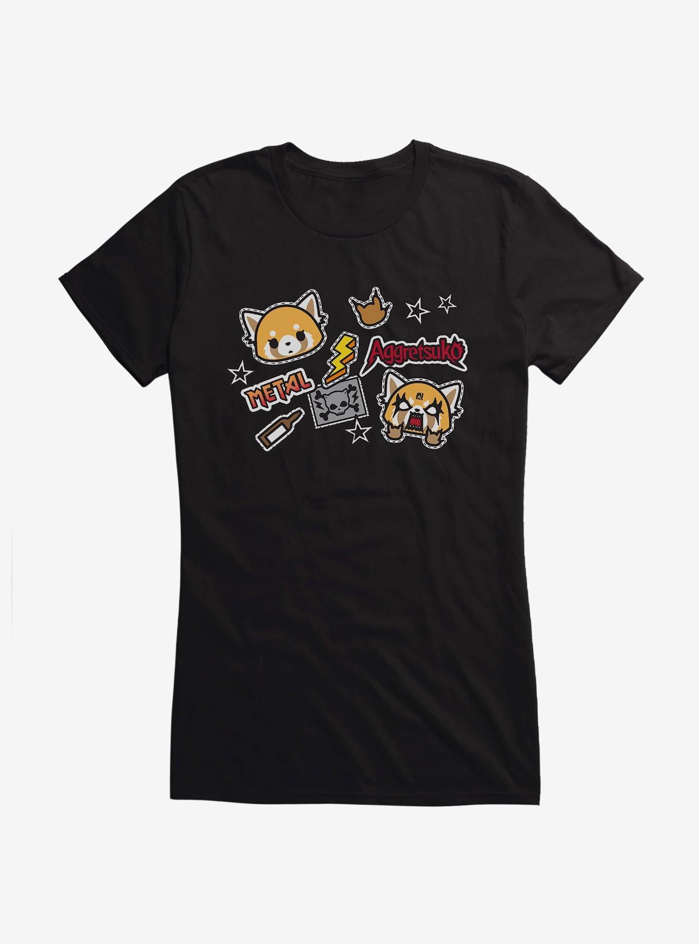 Aggretsuko Metal Gig Stickers Girls T-Shirt