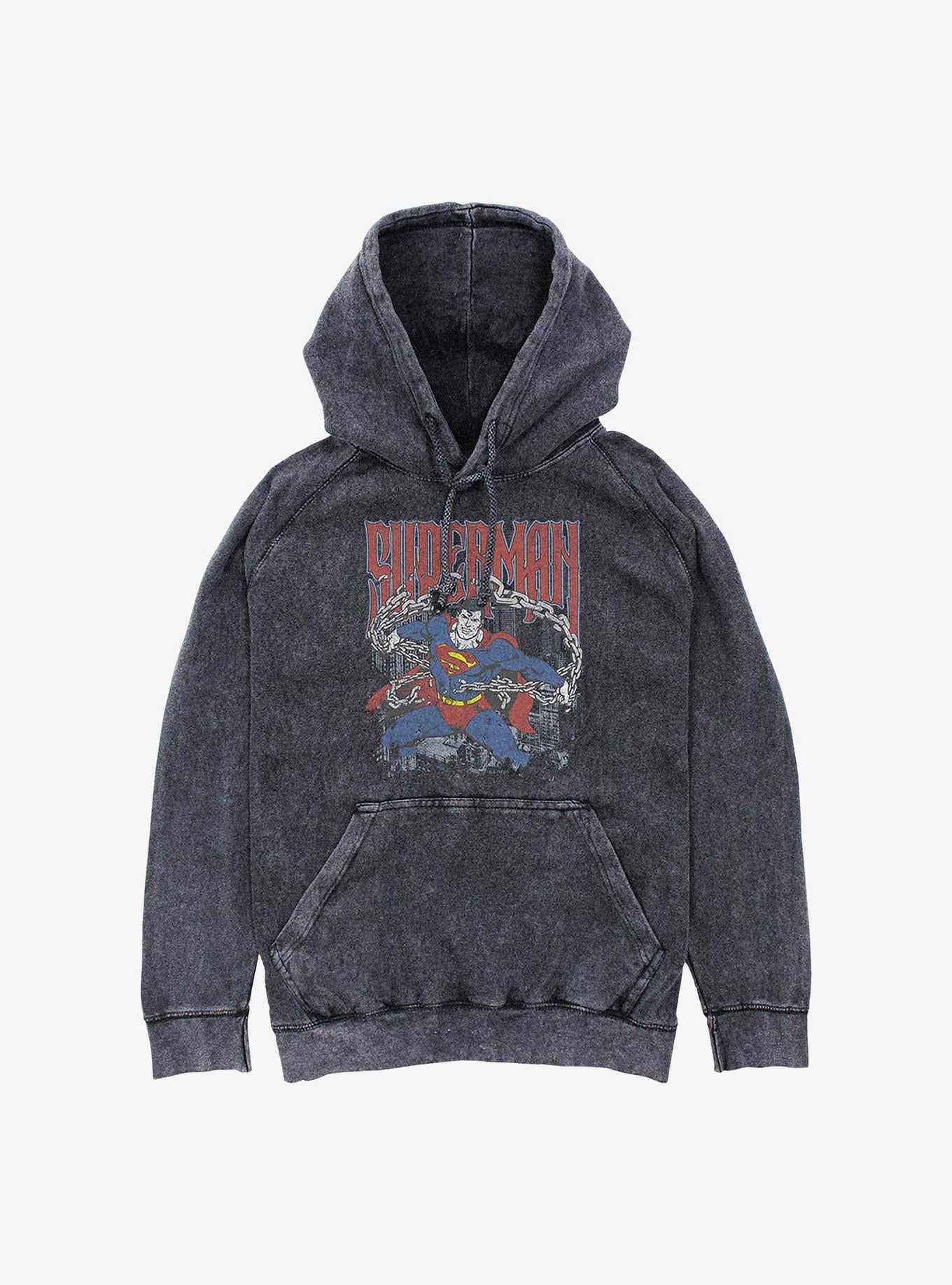 DC Comics Superman Unchained Mineral Wash Hoodie Hot Topic Exclusive