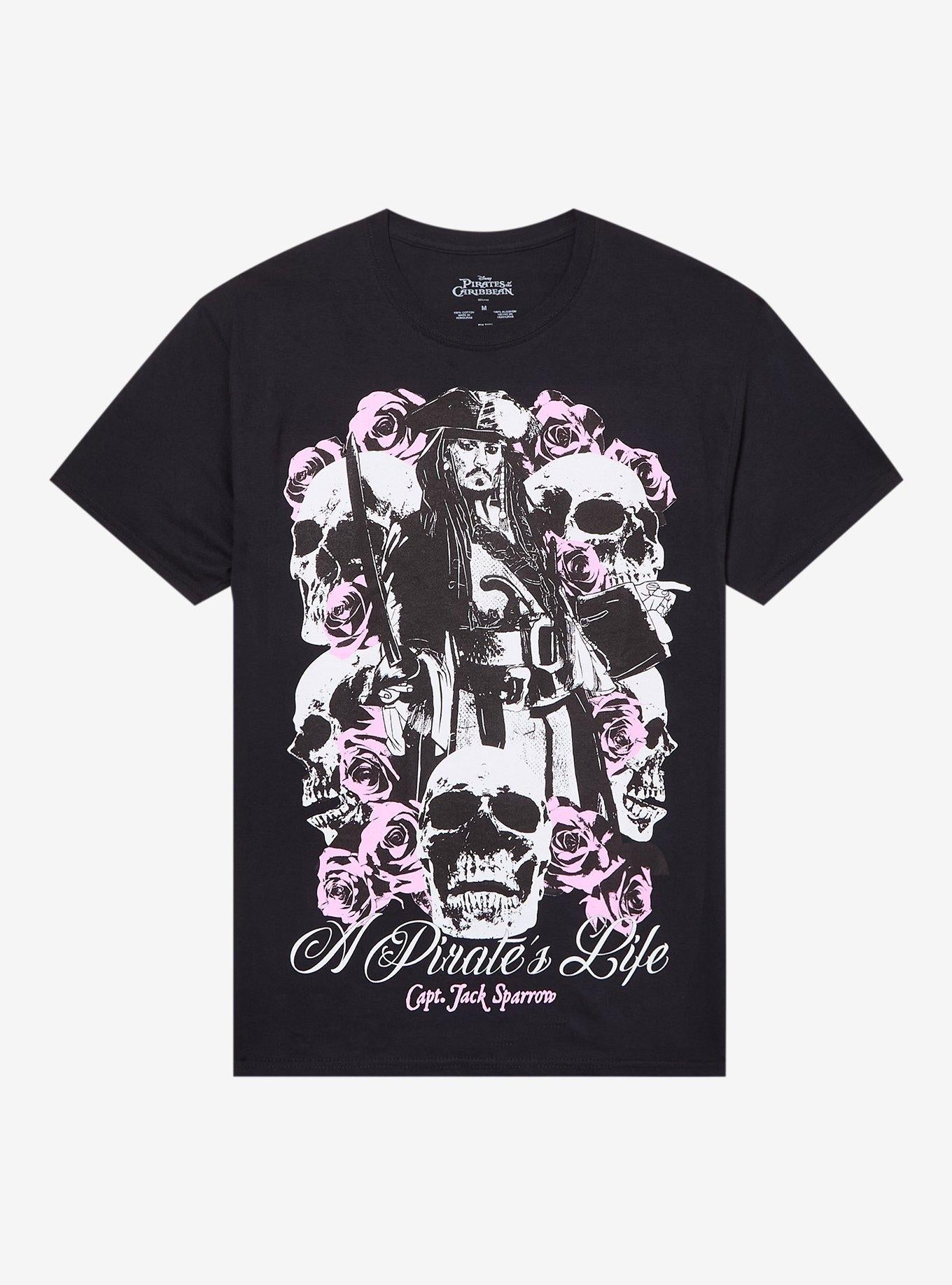 Disney Pirates Of The Caribbean Jack Sparrow Skulls Roses TShirt Graphic Tee | Graphic Tee | Unisex Shirt | Soft Comfortable Wear