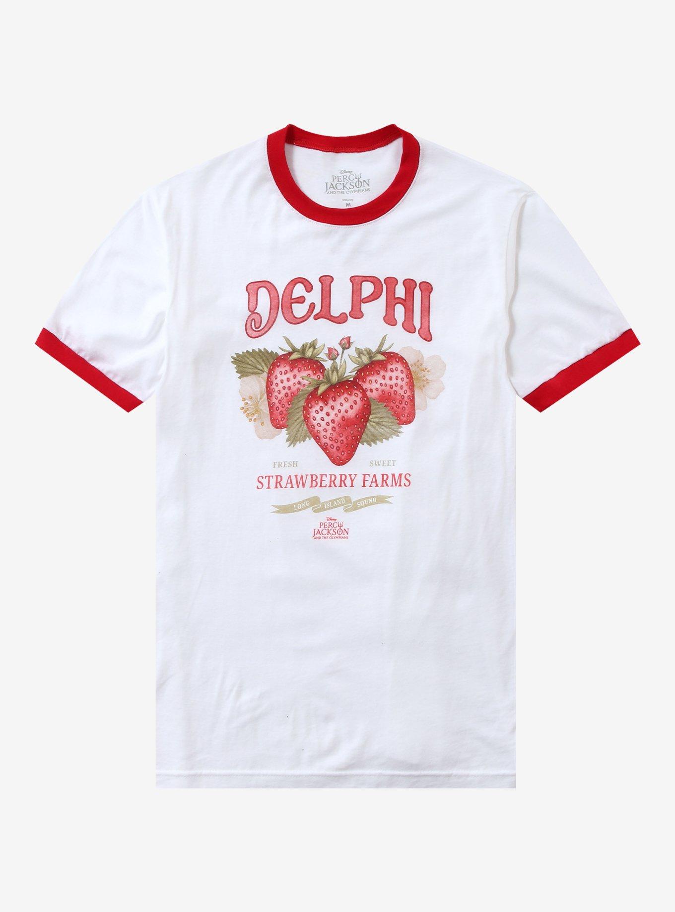 Disney Percy Jackson And The Olympians Delphi Strawberry Farms Girls Ringer TShirt Graphic Tee | Graphic Tee | Unisex Shirt | High-Quality Print