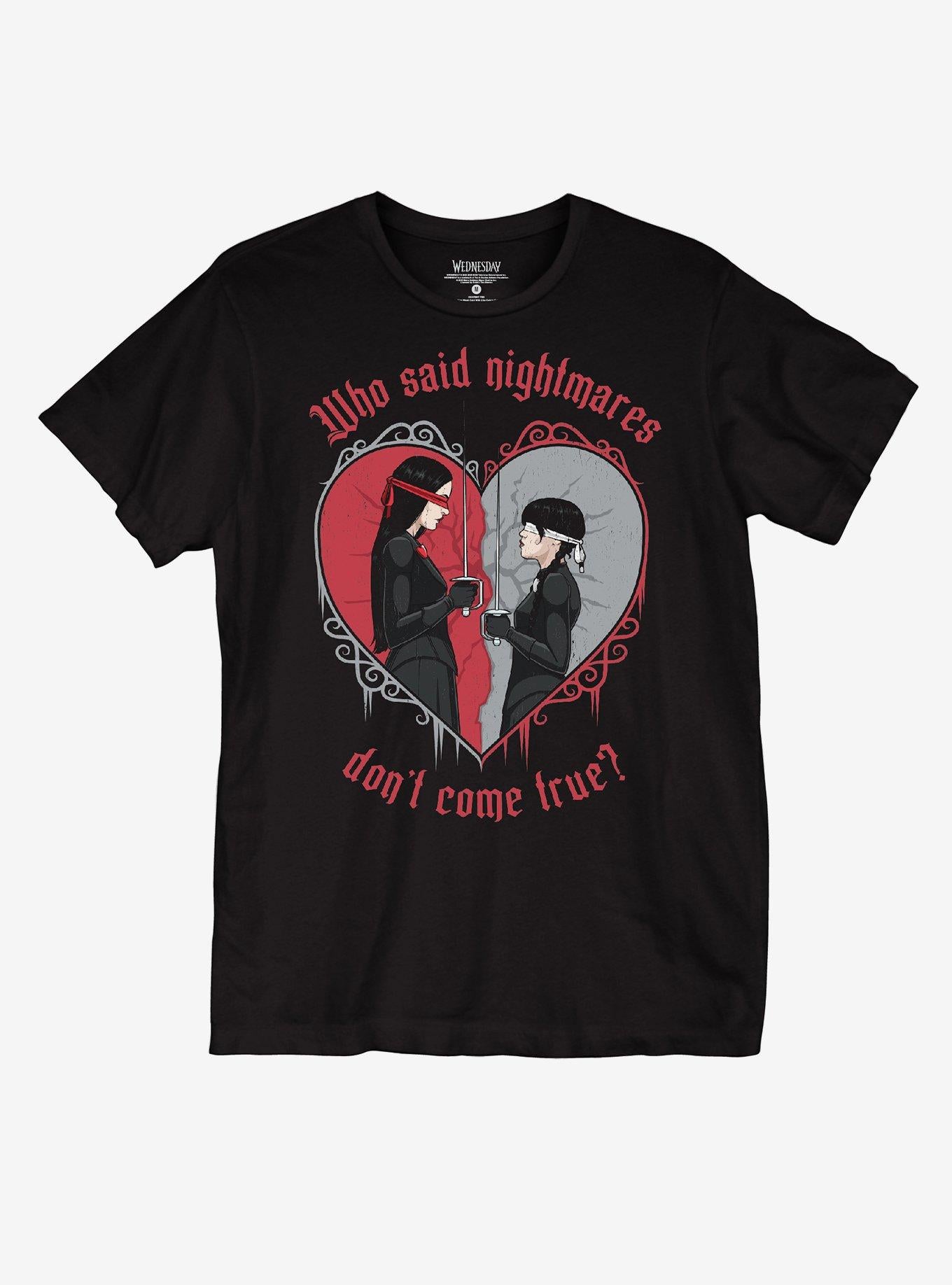 Wednesday Morticia & Wednesday Split Heart Girls T-Shirt