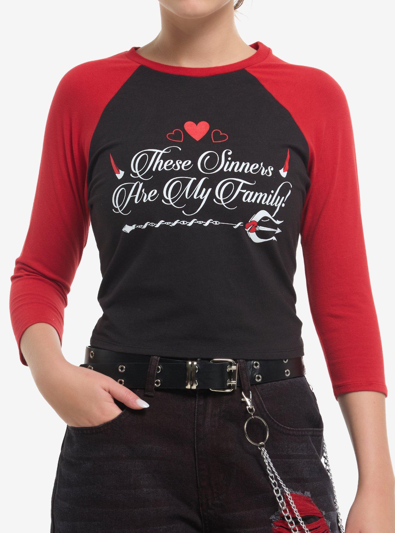 Hazbin Hotel Family Sinners Girls Raglan TShirt Graphic Tee | Graphic Tee | Unisex Shirt | Soft Comfortable Wear