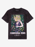 Chainsaw Man Movie Reze Arc Flower Dark Wash T Shirt