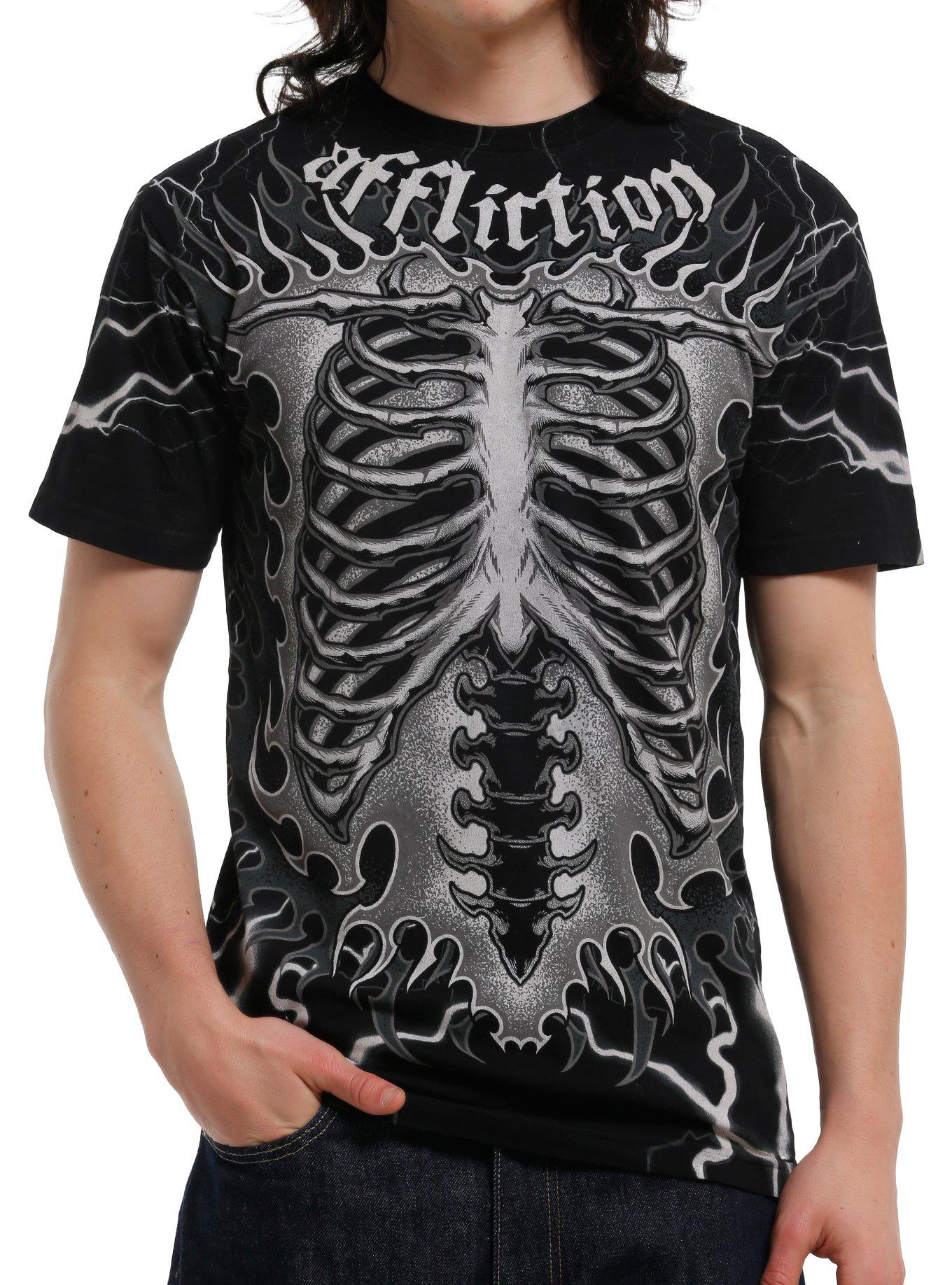 Affliction Flaming Bones T Shirt