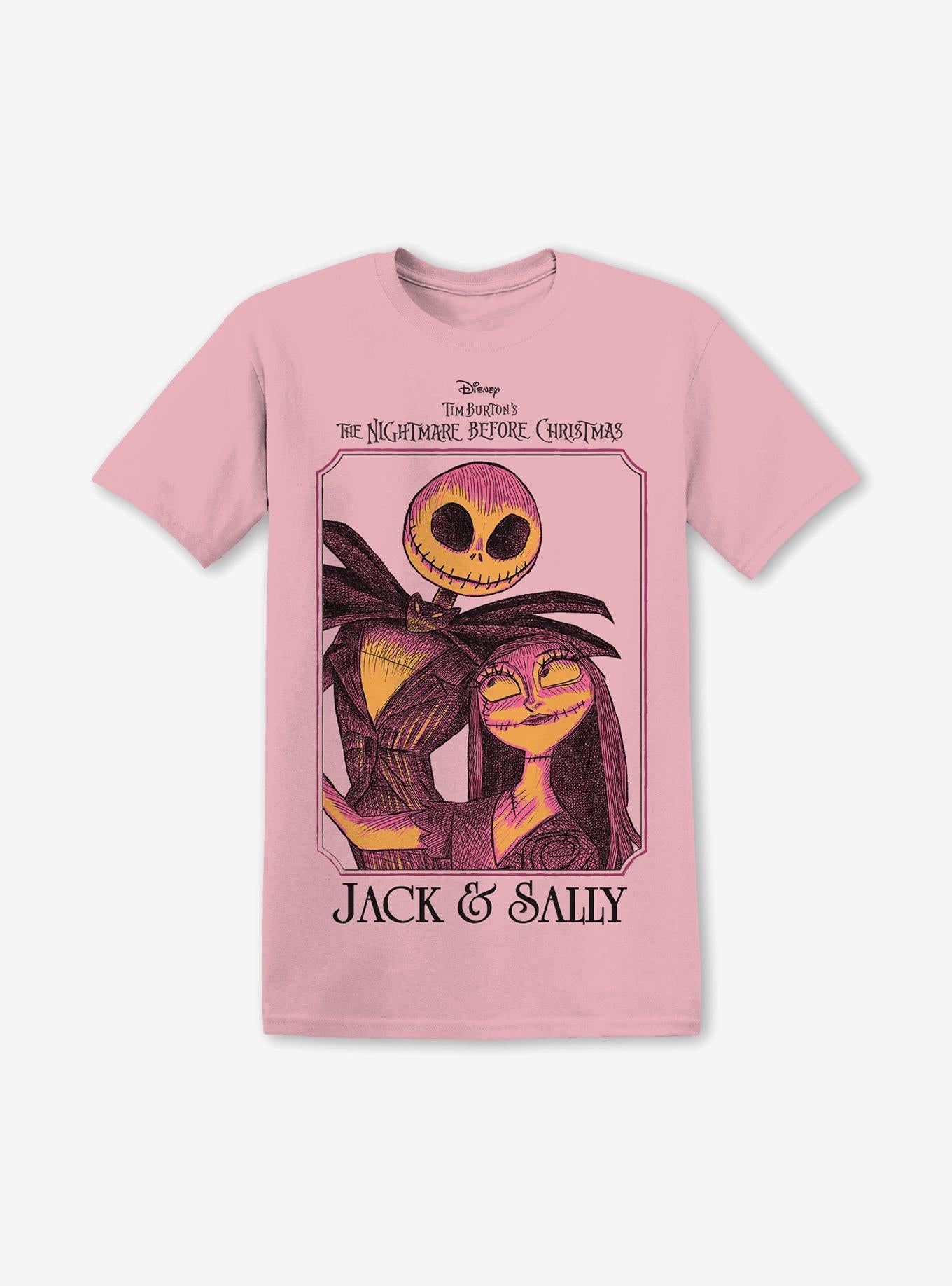The Nightmare Before Christmas Jack Sally Pink Portrait T-Shirt T-Shirt | Premium Graphic | High Demand Item