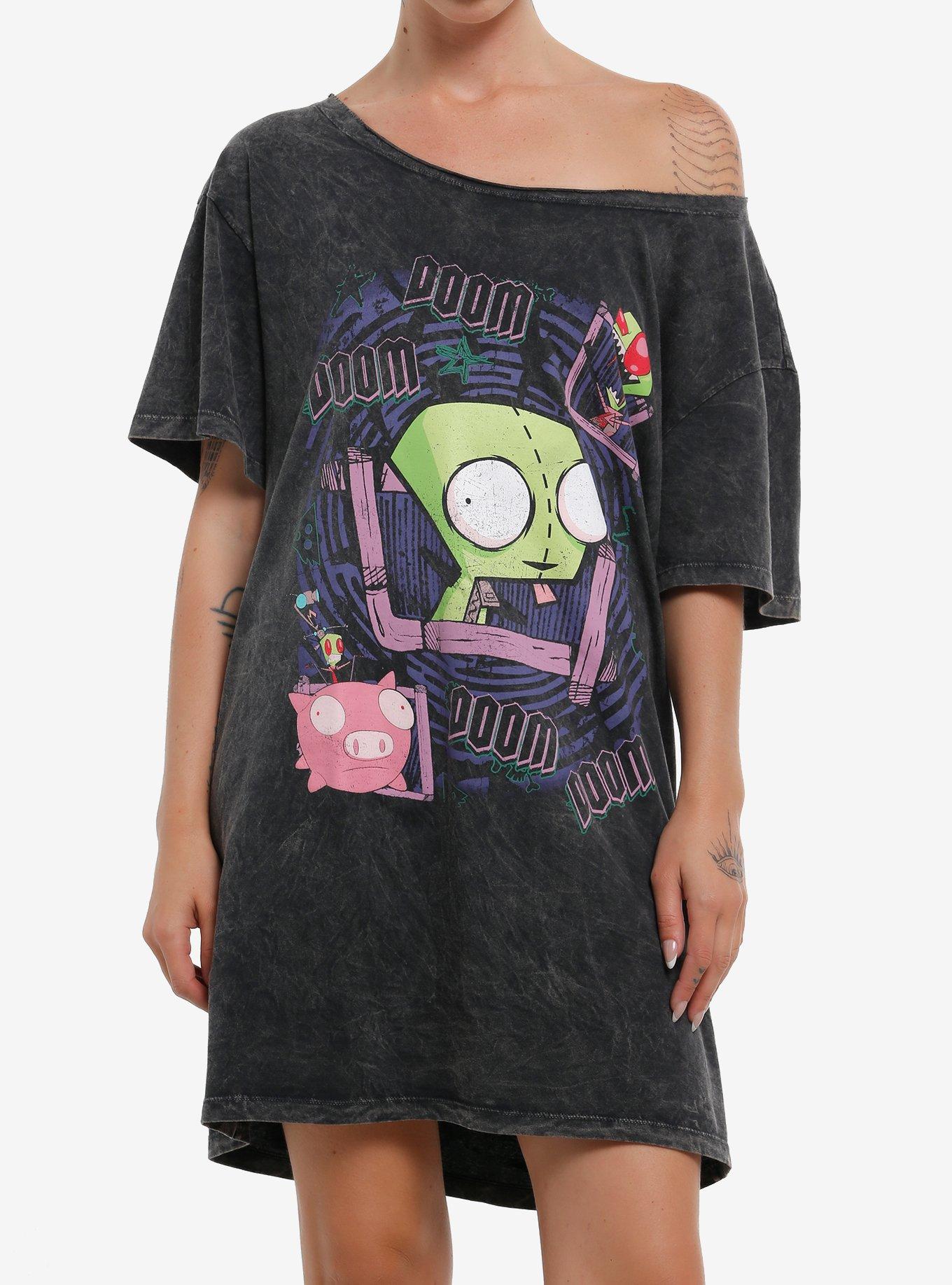 Invader Zim GIR Off-The-Shoulder T-Shirt Dress T-Shirt | Vintage Graphic Vibe | Trending Now