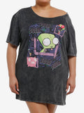 Invader Zim GIR Off-The-Shoulder T-Shirt Dress Plus Size T-Shirt | Exclusive Art Design | Must-Have Style