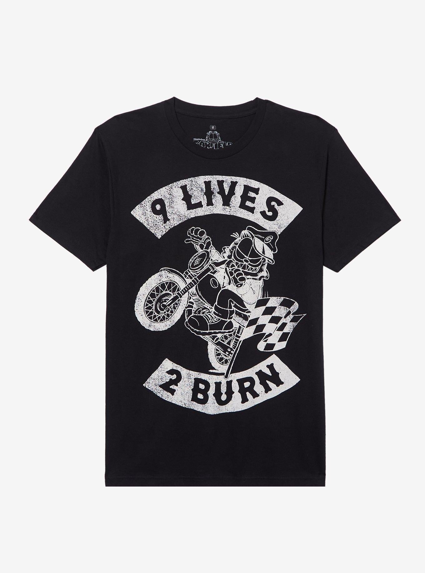 Garfield 9 Lives 2 Burn Motorcycle T Shirt
