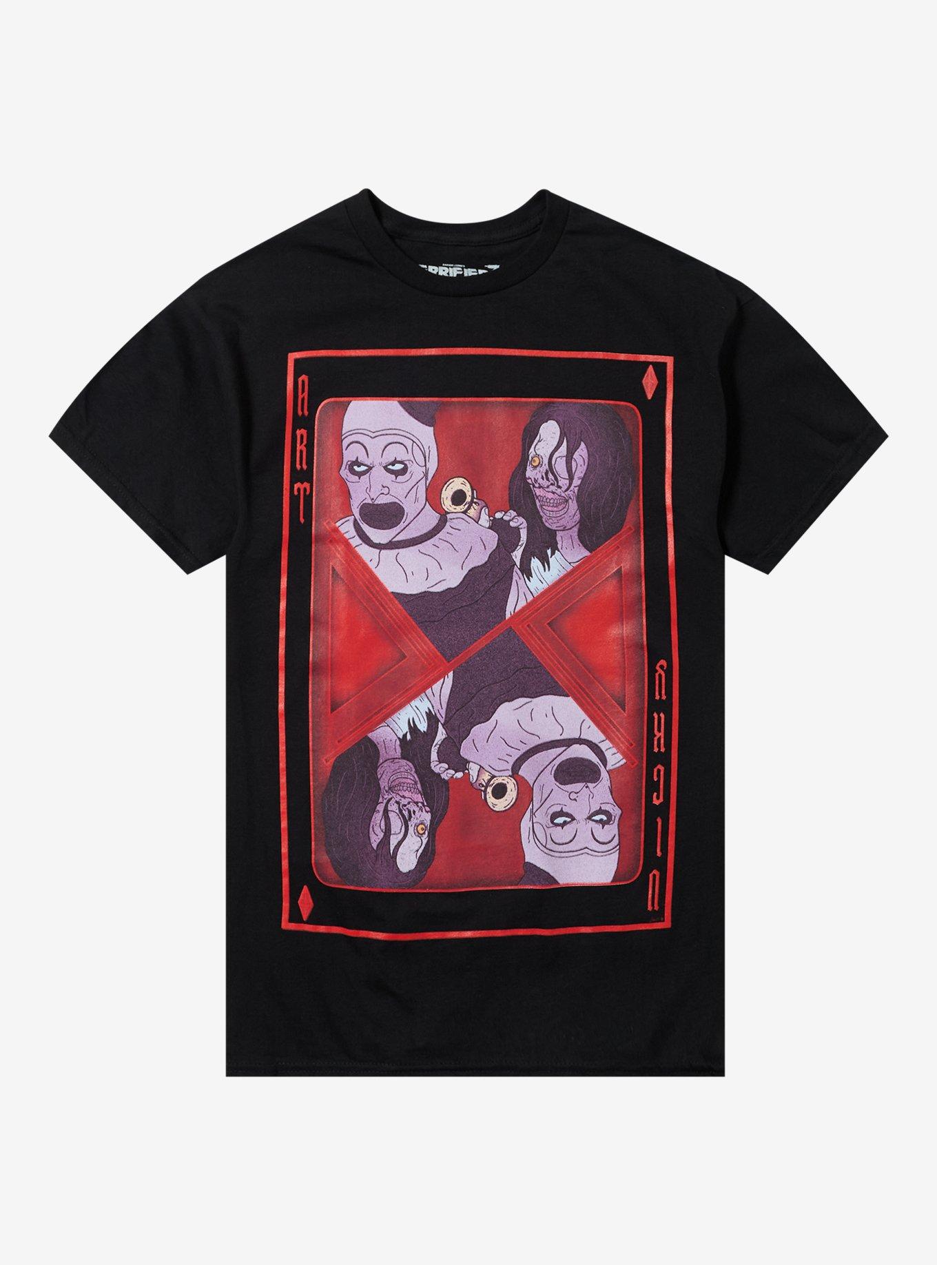 Terrifier Art The Clown Vicky Paying Card TShirt Graphic Tee | Graphic Tee | Unisex Shirt | High-Quality Print