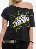 Mountain Dew Lightning Off-Shoulder Girls T-Shirt T-Shirt | Top Trending Artwork | Great Gift Idea