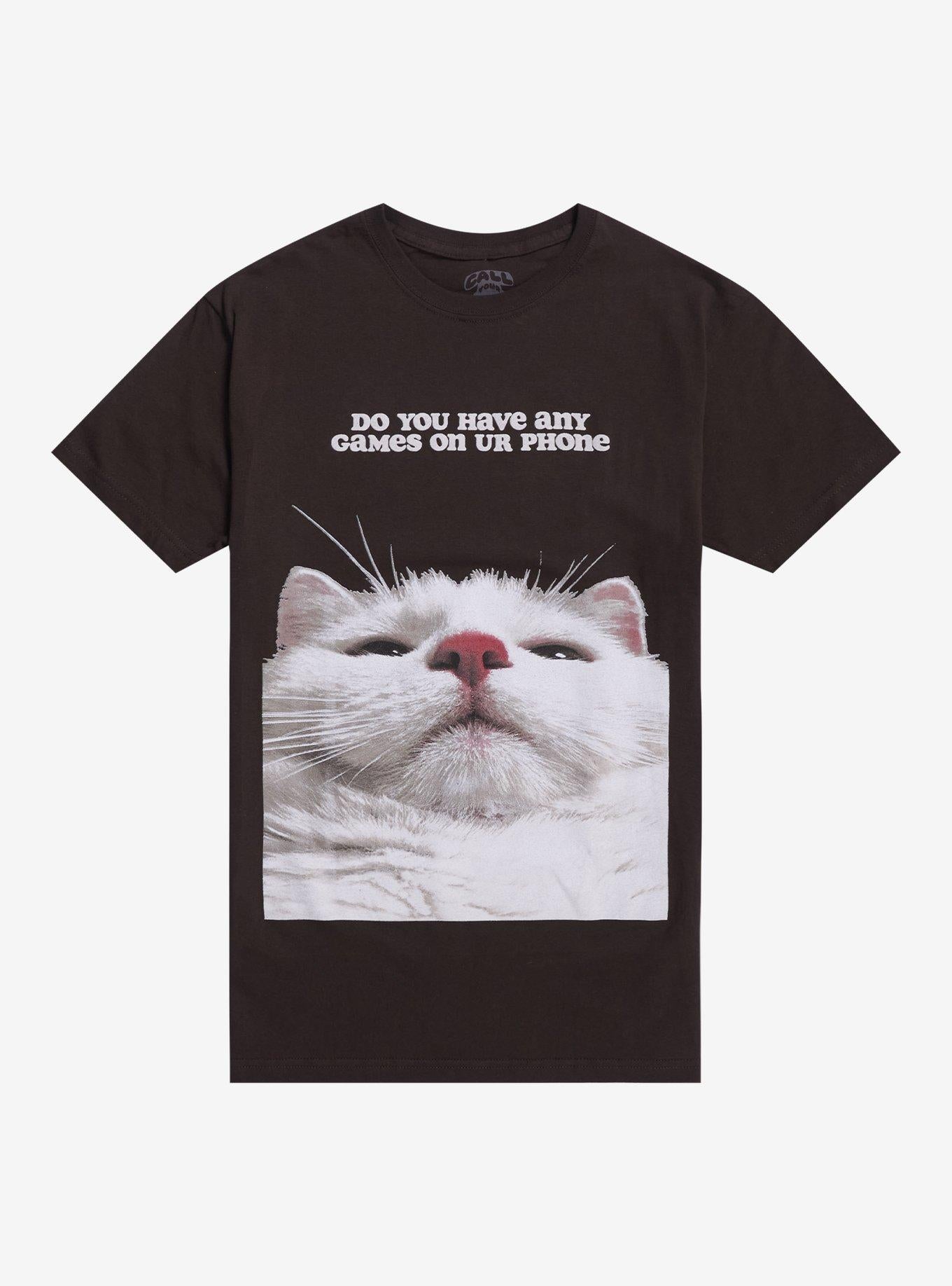 Games On Phone Cat T-Shirt By Call Your Mother T-Shirt | Bold Graphic Edition | High Demand Item