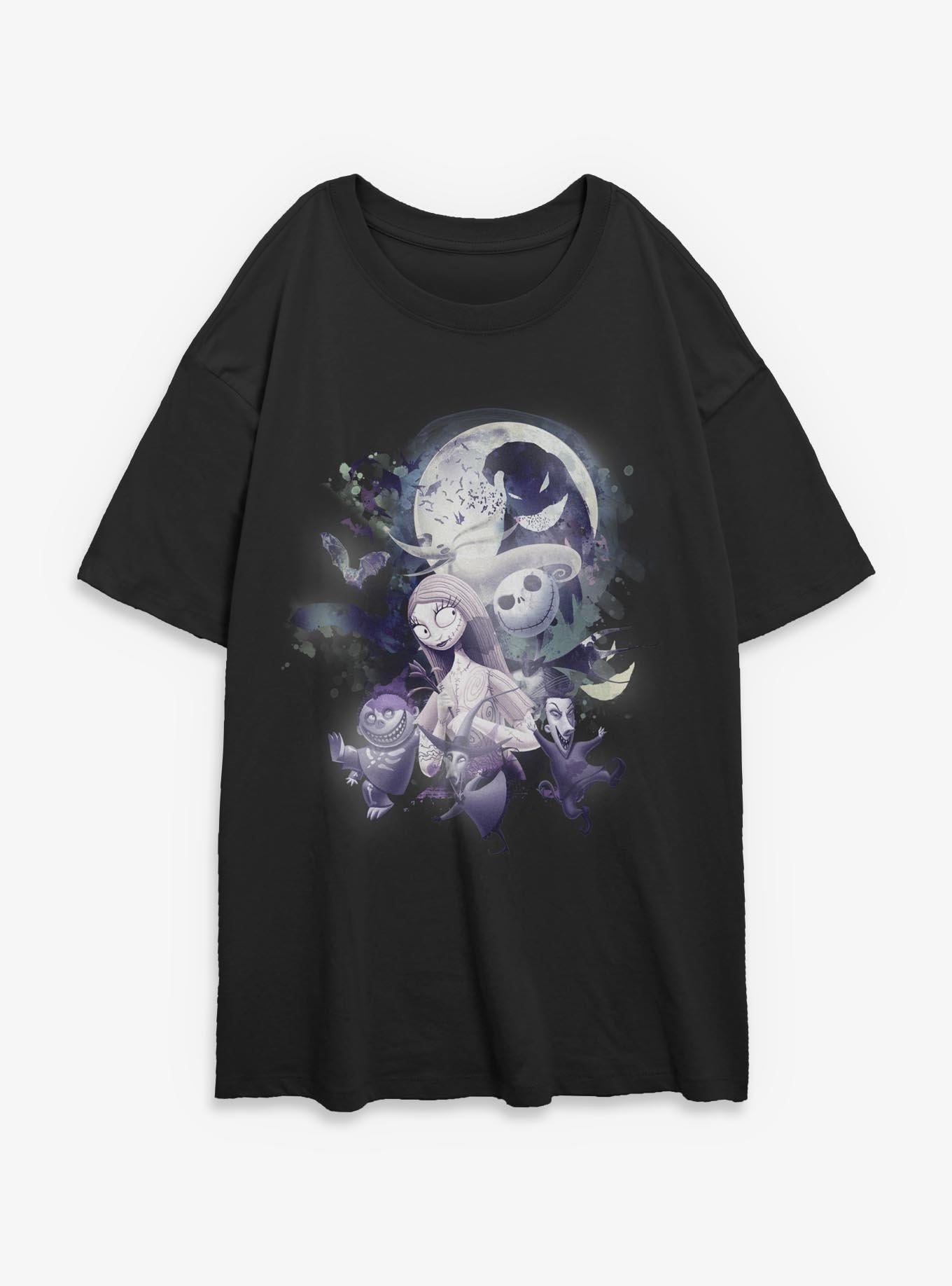 Disney The Nightmare Before Christmas Glow Night Girls Oversized T-shirt | Trendy Graphic Tee | Casual Unisex T-shirt