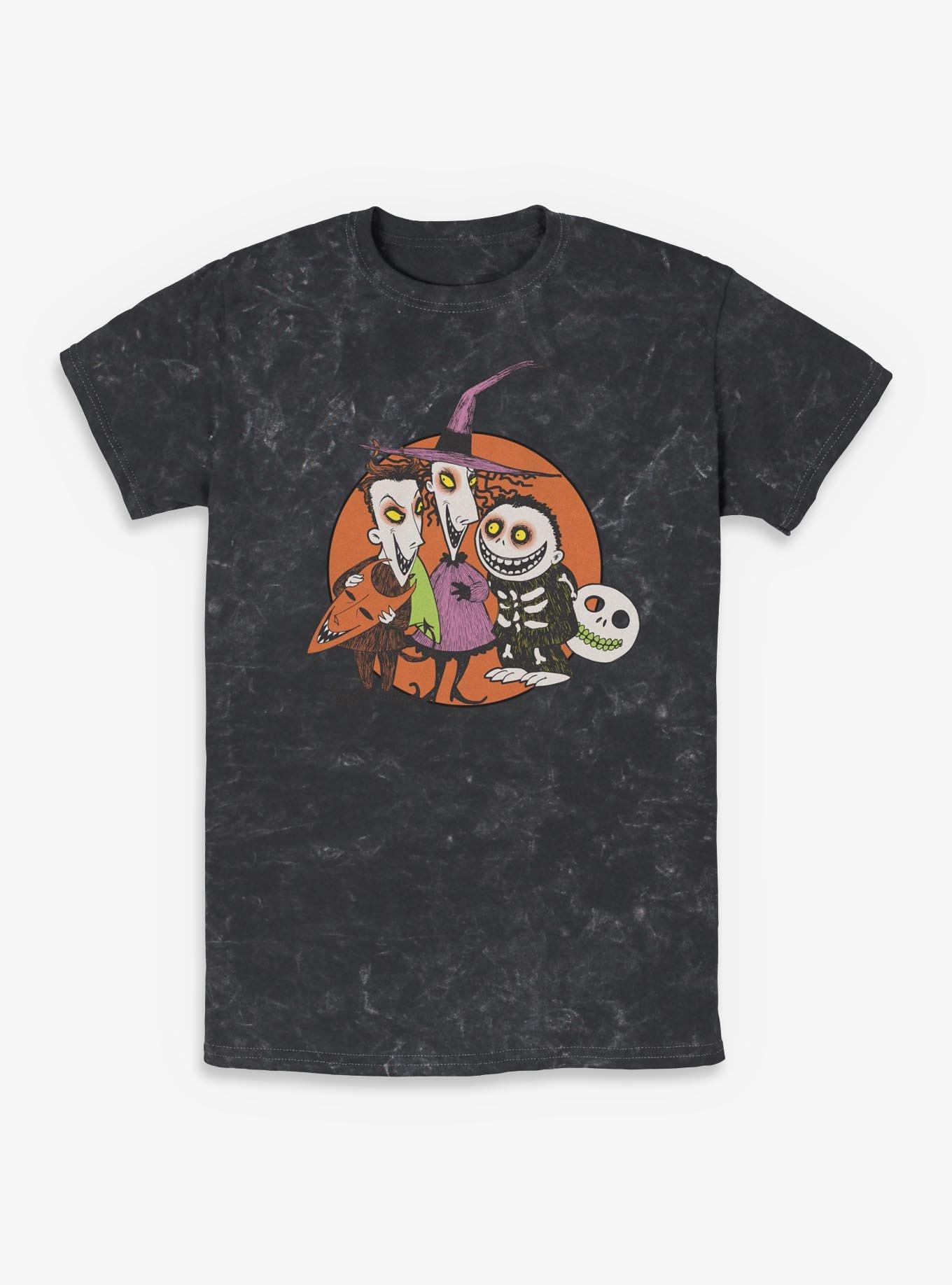 Disney The Nightmare Before Christmas Troublemakers Trio Mineral Wash T-shirt | Trendy Graphic Tee | Casual Unisex T-shirt