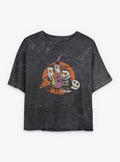 Disney The Nightmare Before Christmas Troublemakers Trio Girls Mineral Wash Crop T-shirt | Trendy Graphic Tee | Casual Unisex T-shirt