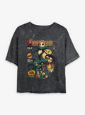 Disney The Nightmare Before Christmas Comic Cover Girls Mineral Wash Crop T-shirt | Trendy Graphic Tee | Casual Unisex T-shirt