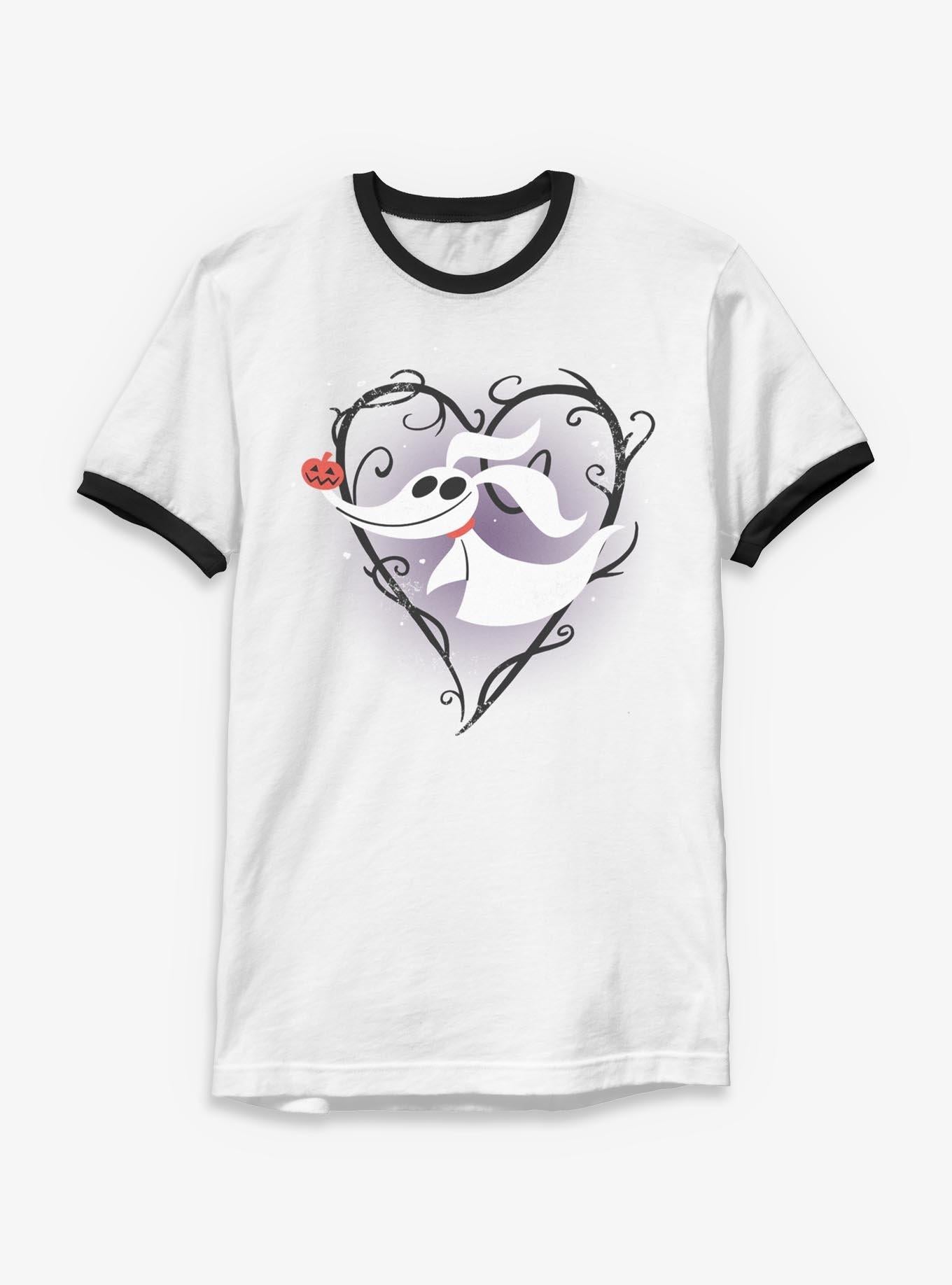 Disney The Nightmare Before Christmas Zero Pumpkin Nose Ringer T-shirt | Trendy Graphic Tee | Casual Unisex T-shirt