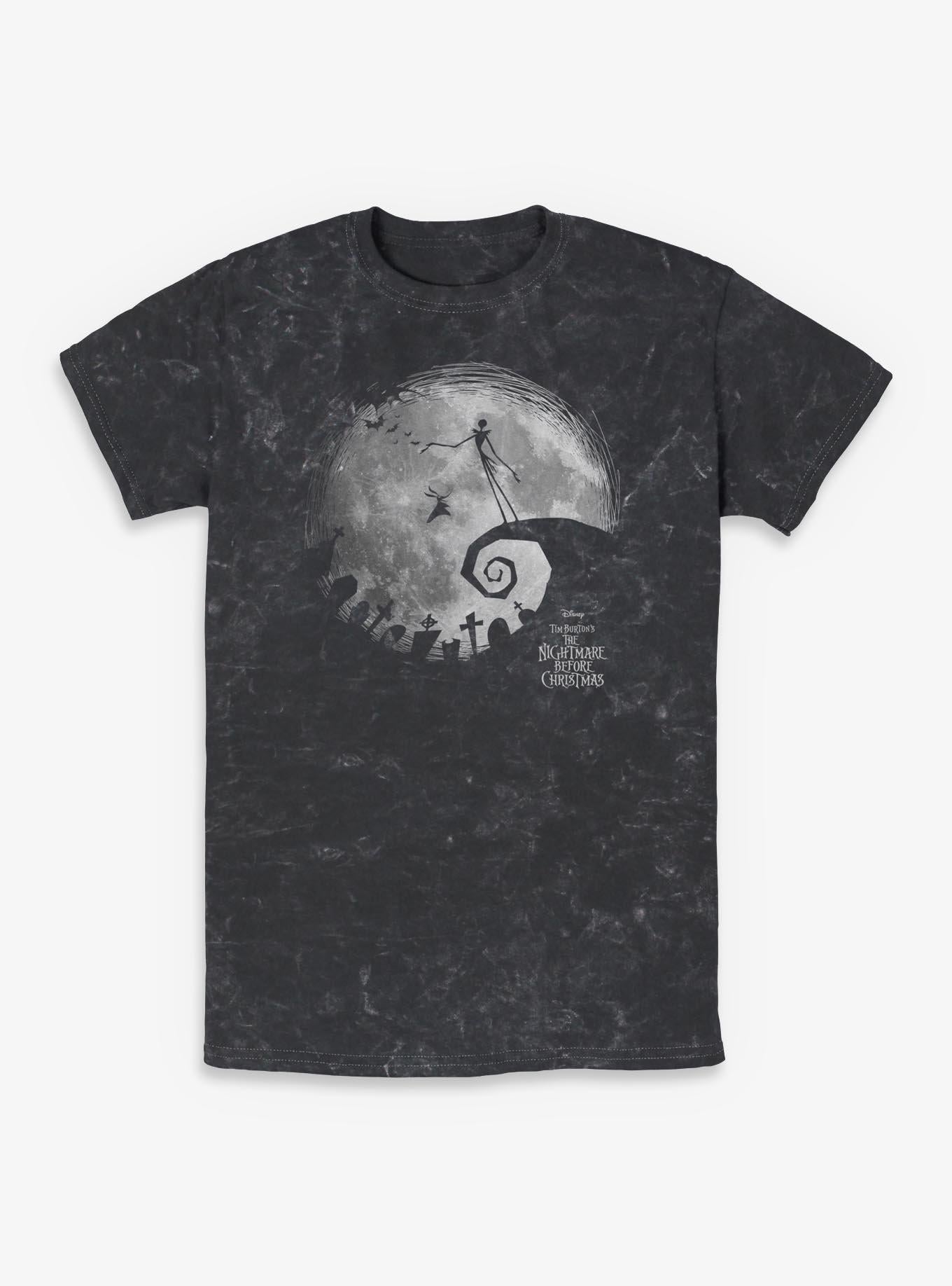 Disney The Nightmare Before Christmas The Nightmare Moon Mineral Wash T-shirt | Trendy Graphic Tee | Casual Unisex T-shirt