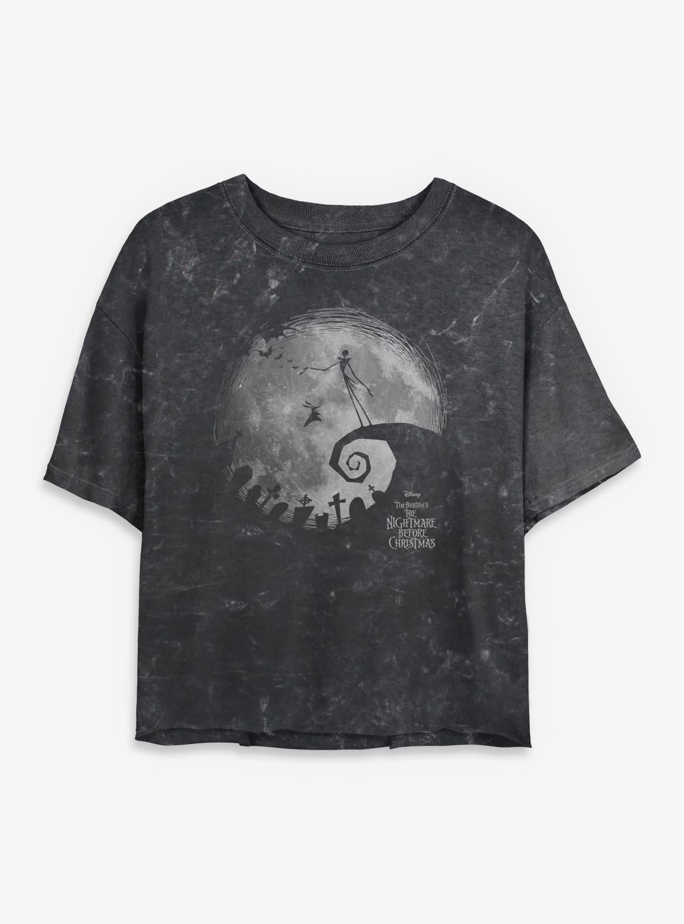Disney The Nightmare Before Christmas The Nightmare Moon Girls Mineral Wash Crop T-Shirt T-Shirt | Streetwear Vibe | High Demand Item