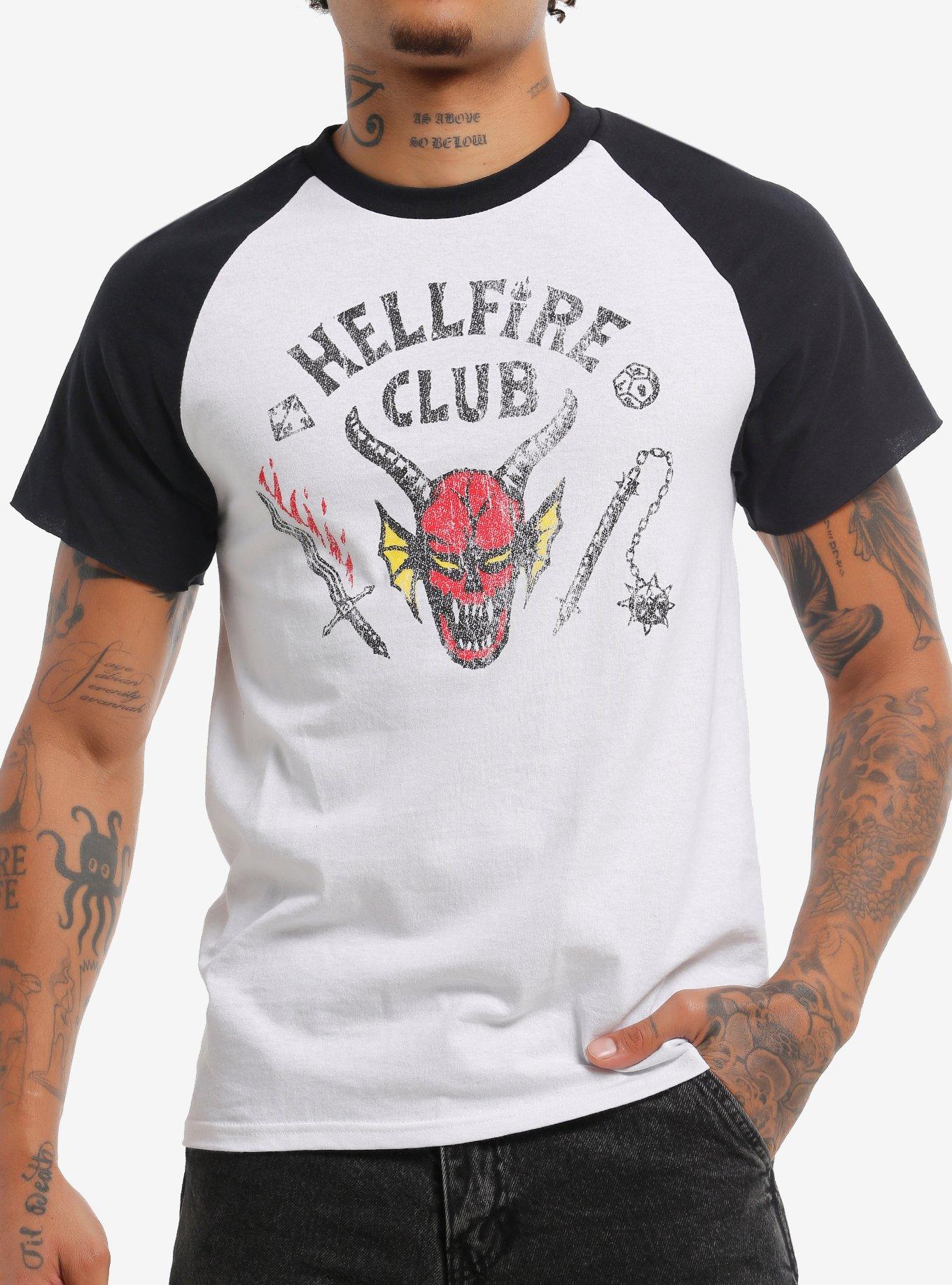 Stranger Things Faded Hellfire Club Raglan T Shirt