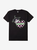 Kuromi Pink & Black Checkered Heart T-Shirt