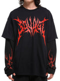 Savage Flames Twofer Long-Sleeve T-Shirt | Premium Unisex T-Shirt, Trending Graphic Tee