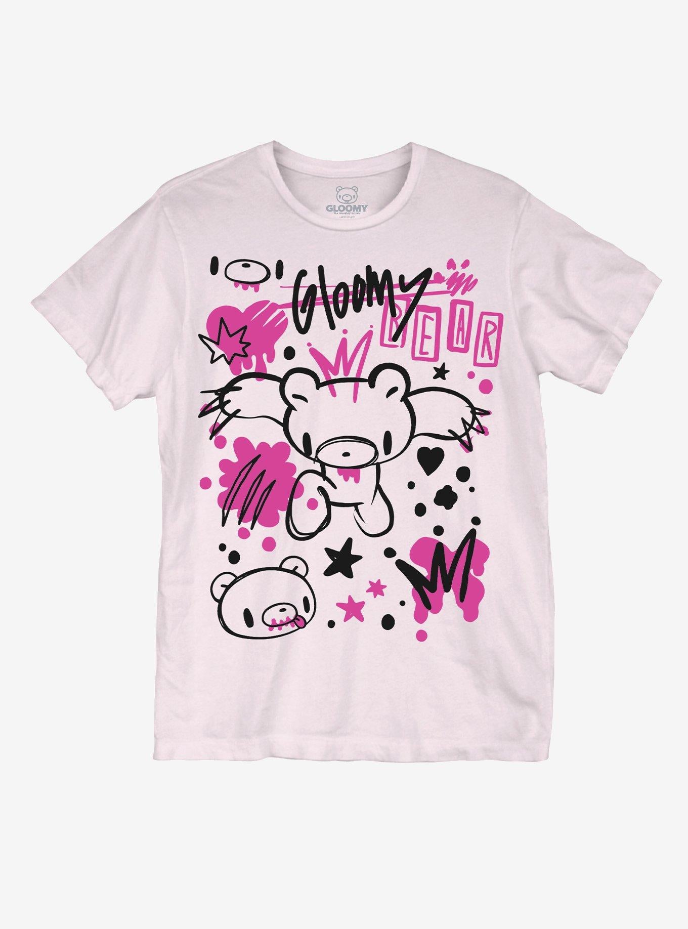 Gloomy Bear Neon Splatter Doodle T-Shirt | Premium Unisex T-Shirt, Trending Graphic Tee