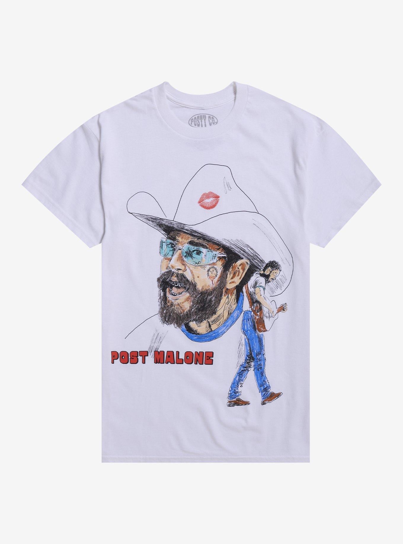 Post Malone Cowboy Portrait Sketch T-Shirt | Premium Unisex T-Shirt, Trending Graphic Tee