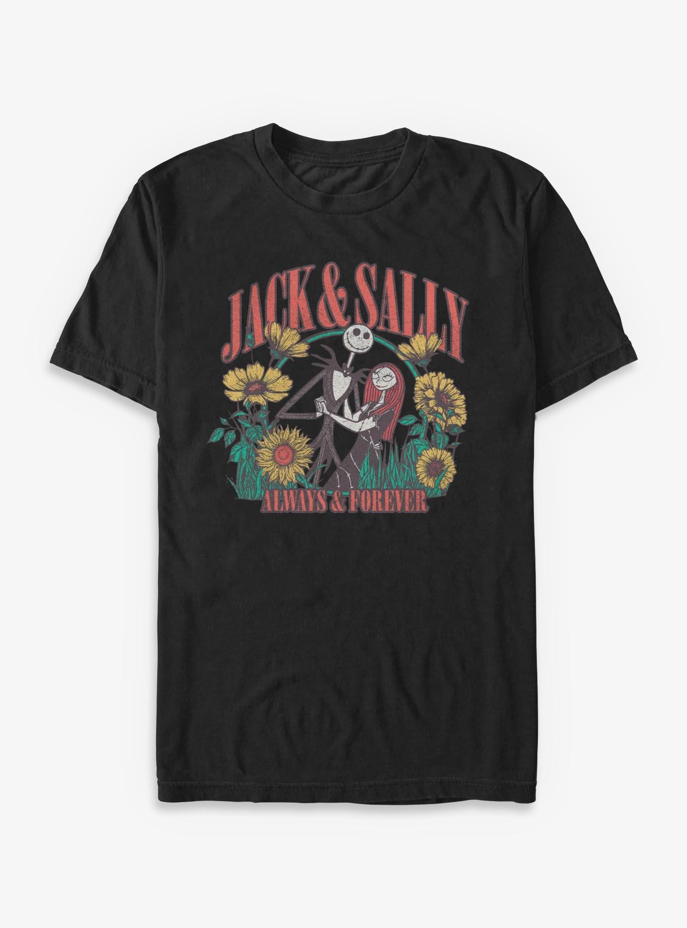 Disney The Nightmare Before Christmas Jack And Sally Floral T-Shirt
