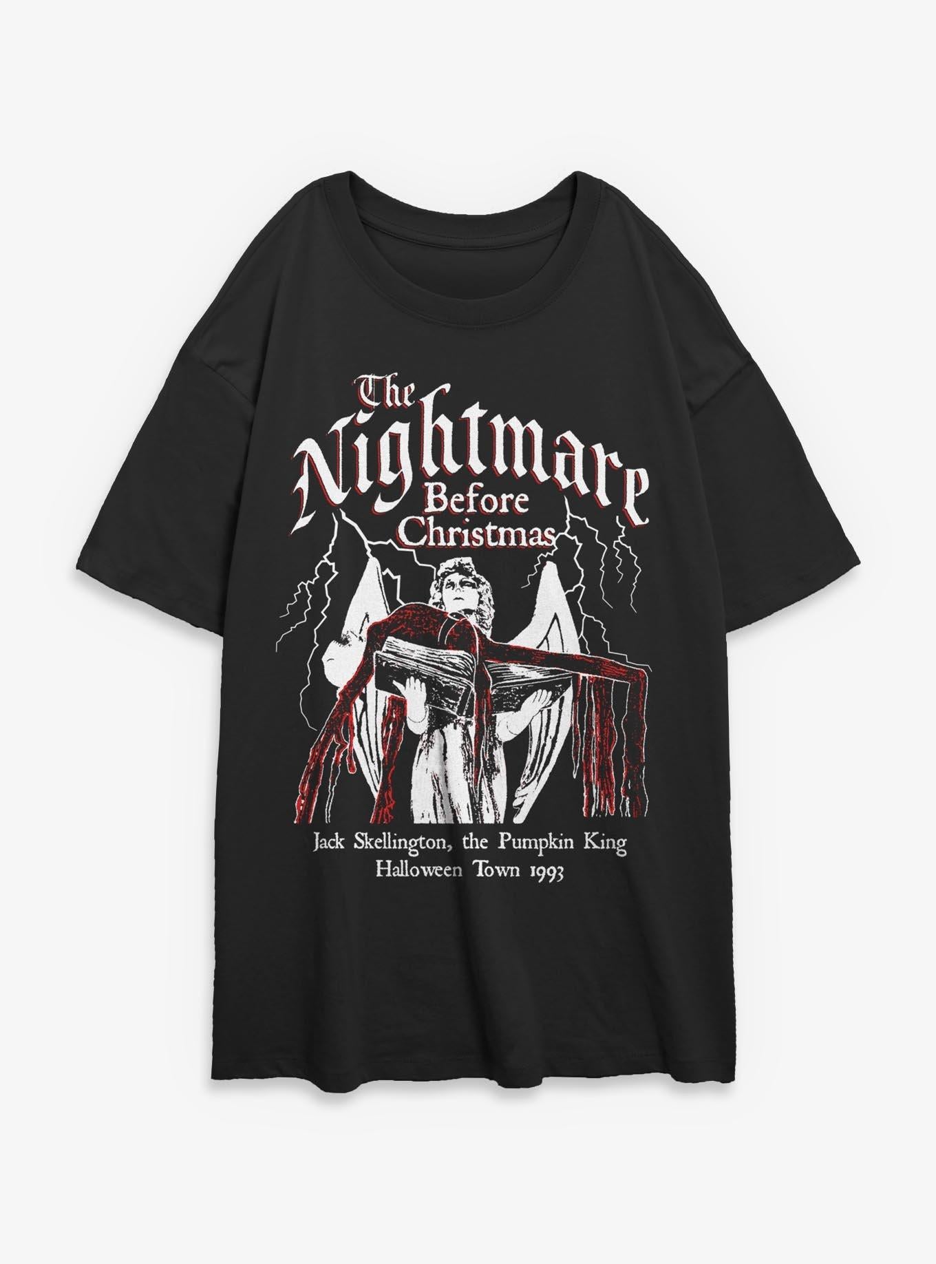 Disney The Nightmare Before Christmas Jack On Angel Statue Girls Oversized T-Shirt