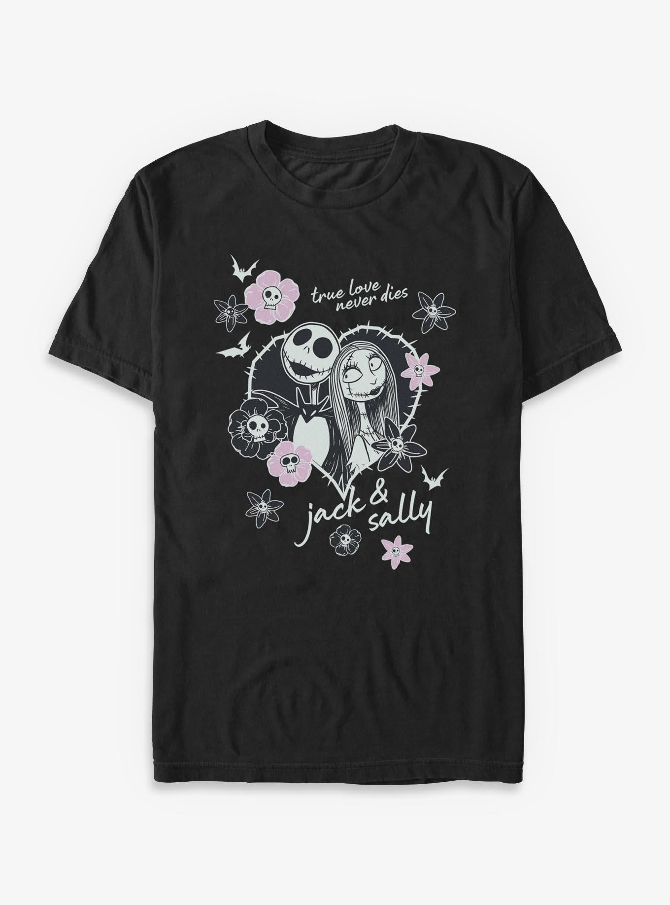 Disney The Nightmare Before Christmas Heart Jack And Sally T-shirt | Trendy Graphic Tee | Casual Unisex T-shirt