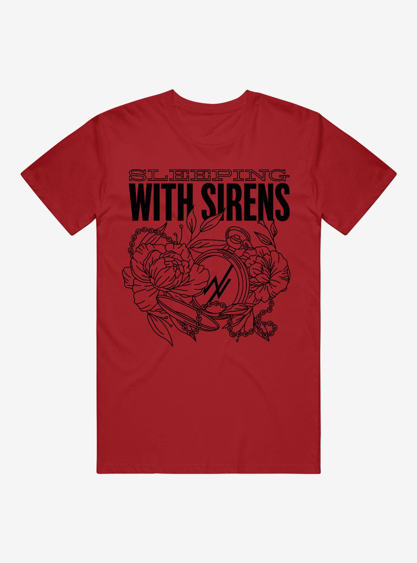 Sleeping With Sirens Floral Stopwatch T-Shirt | Premium Unisex T-Shirt, Trending Graphic Tee