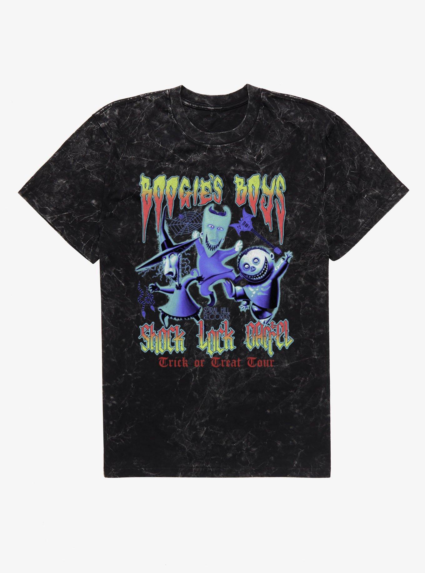Disney The Nightmare Before Christmas Boogie's Boys Trick Or Treat Tour Mineral Wash T-shirt Hot Topic Exclusive | Trendy Graphic Tee | Casual Unisex T-shirt