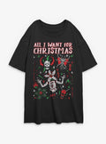 Stranger Things Christmas Flash Sheet Girls Oversized T-Shirt T-Shirt | High-Quality Print | Great Gift Idea