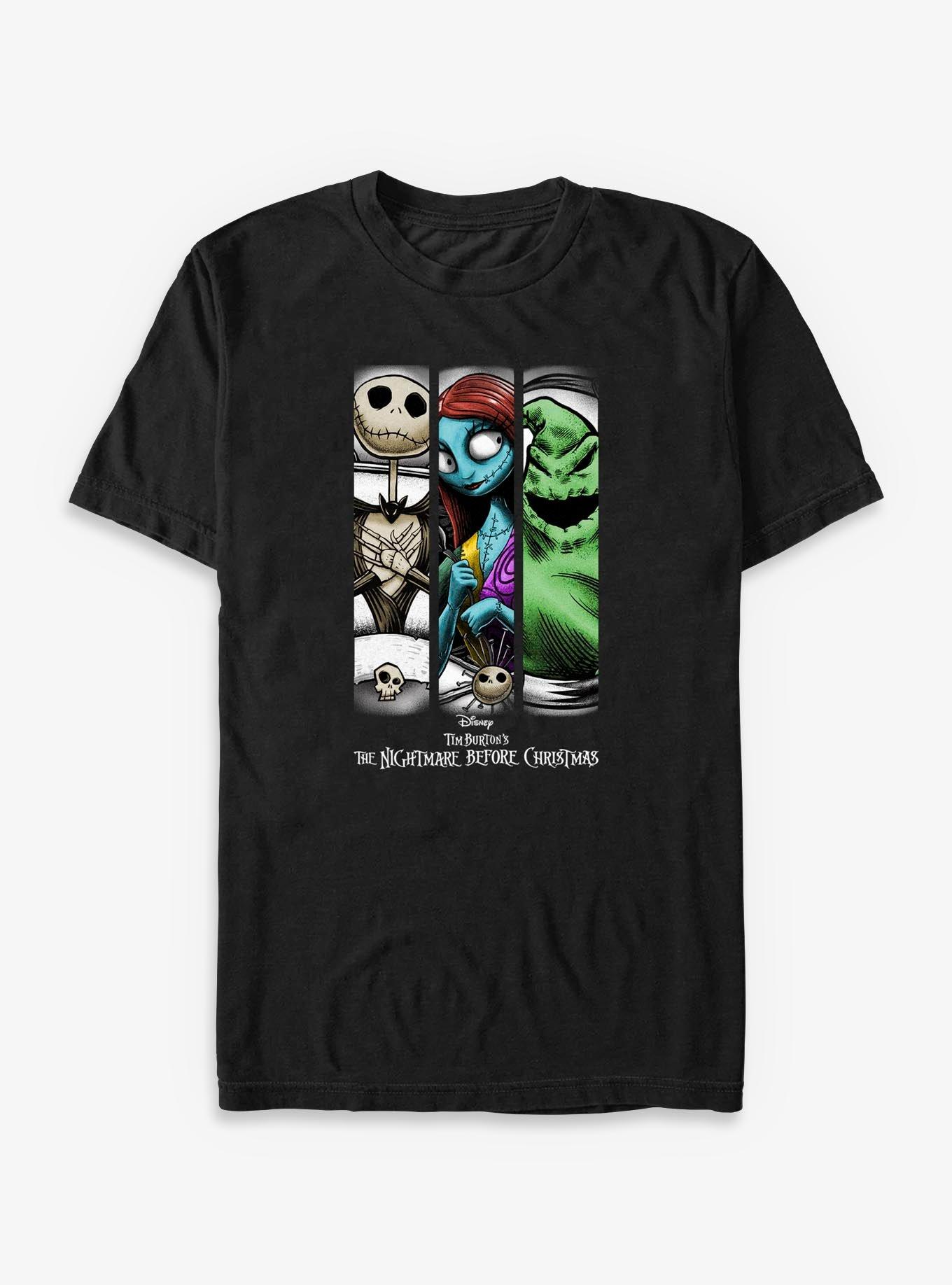 Disney The Nightmare Before Christmas Jack Sally Oogie Grid Stripes Big & Tall T-Shirt