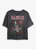 Stranger Things Christmas Flash Sheet Girls Mineral Wash Crop T-Shirt T-Shirt | High-Quality Print | Top Pick For Fans