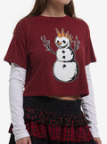 Social Collision Punk Snowman Twofer Girls Long-Sleeve T-Shirt | Premium Unisex T-Shirt, Trending Graphic Tee