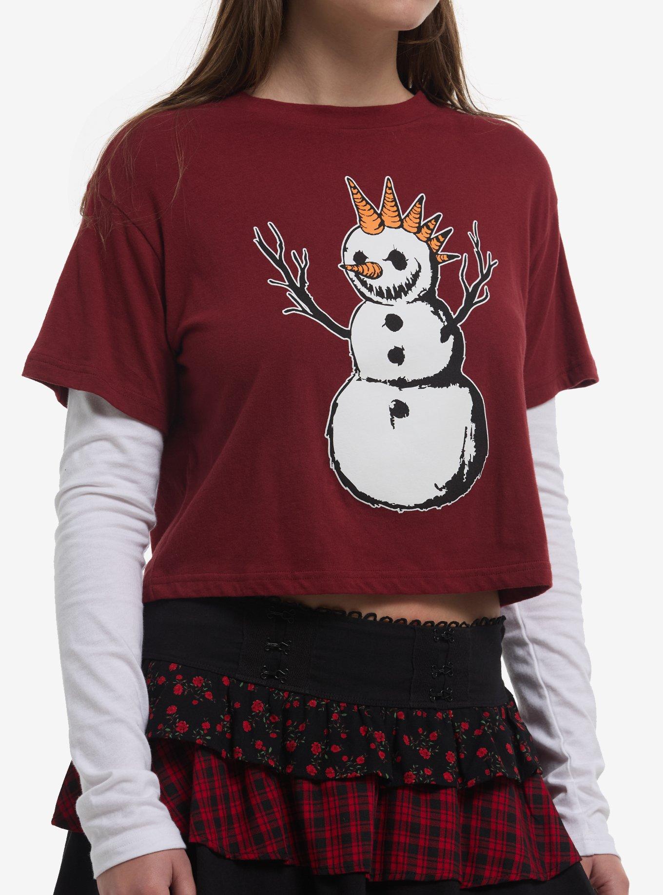 Social Collision Punk Snowman Twofer Girls Long-Sleeve T-Shirt | Premium Unisex T-Shirt, Trending Graphic Tee