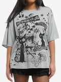 Social Collision Grunge Cat Doodle Girls Oversized T Shirt