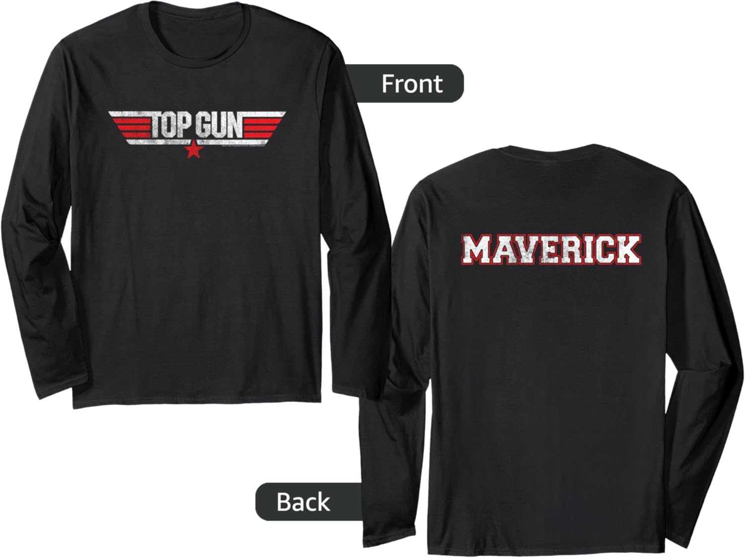 Top Gun Front Back Maverick Logo Action Movie Long Sleeve