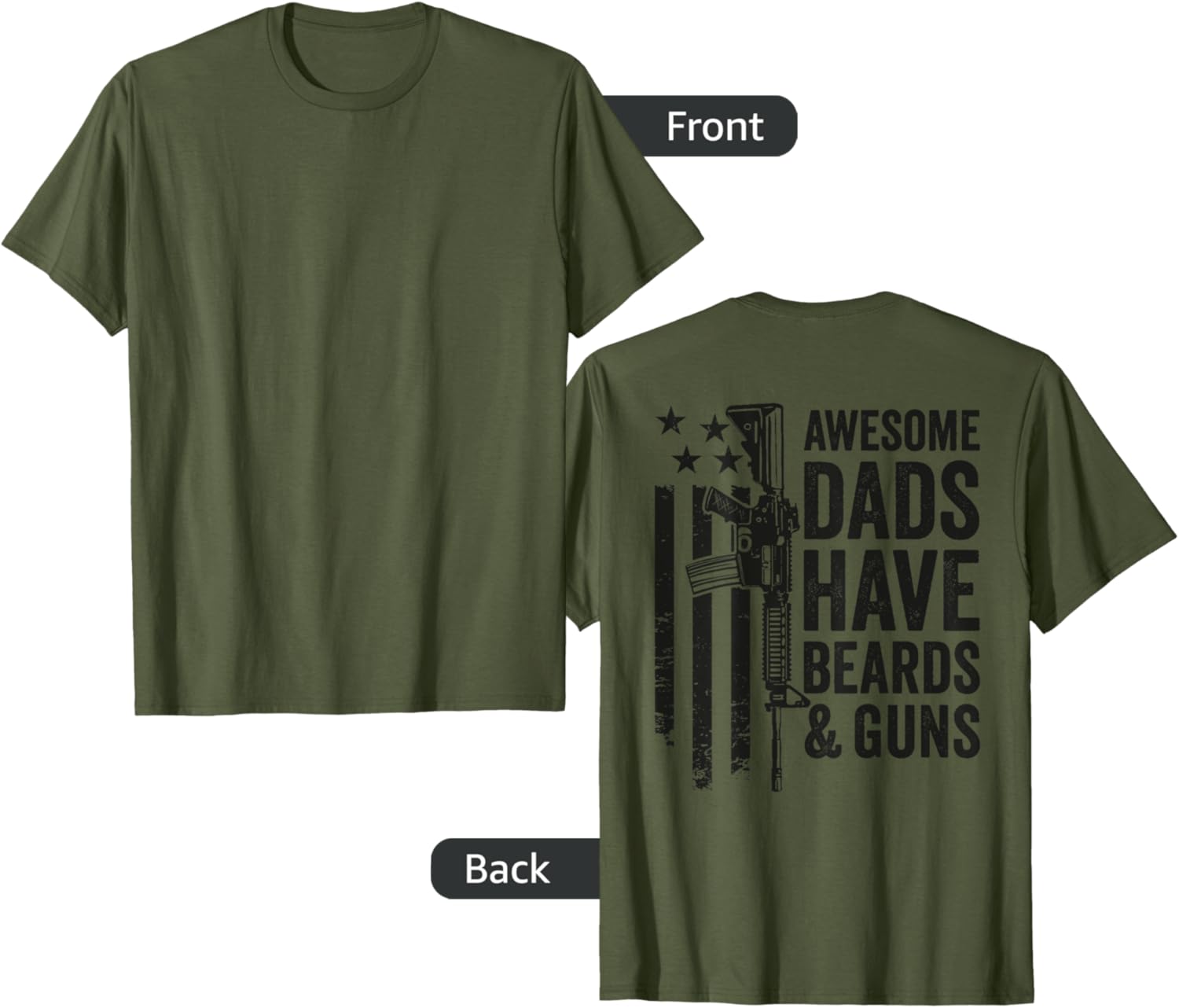 Awesome Dads Have Beards Guns Camouflage Gun On Back