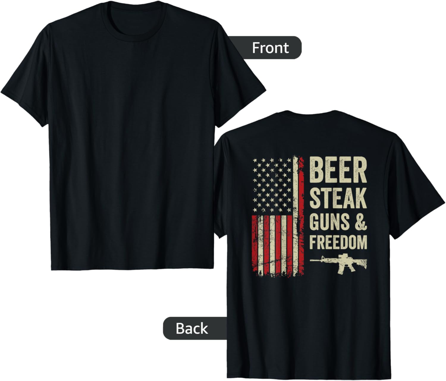 Beer Steak Guns Freedom Drinking Bbq Mens Gun Usa Back
