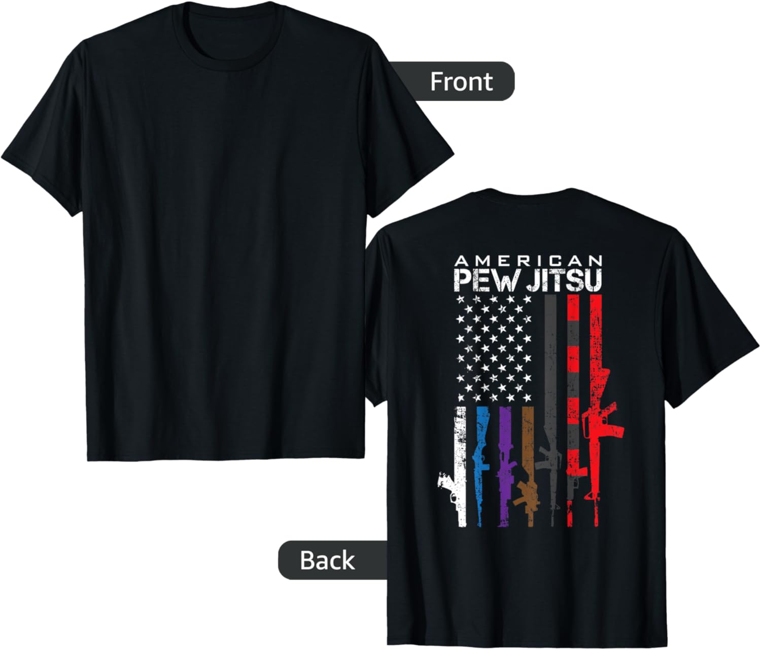American Pew Jitsu Funny Bjj Pro Gun Usa Flag On Back
