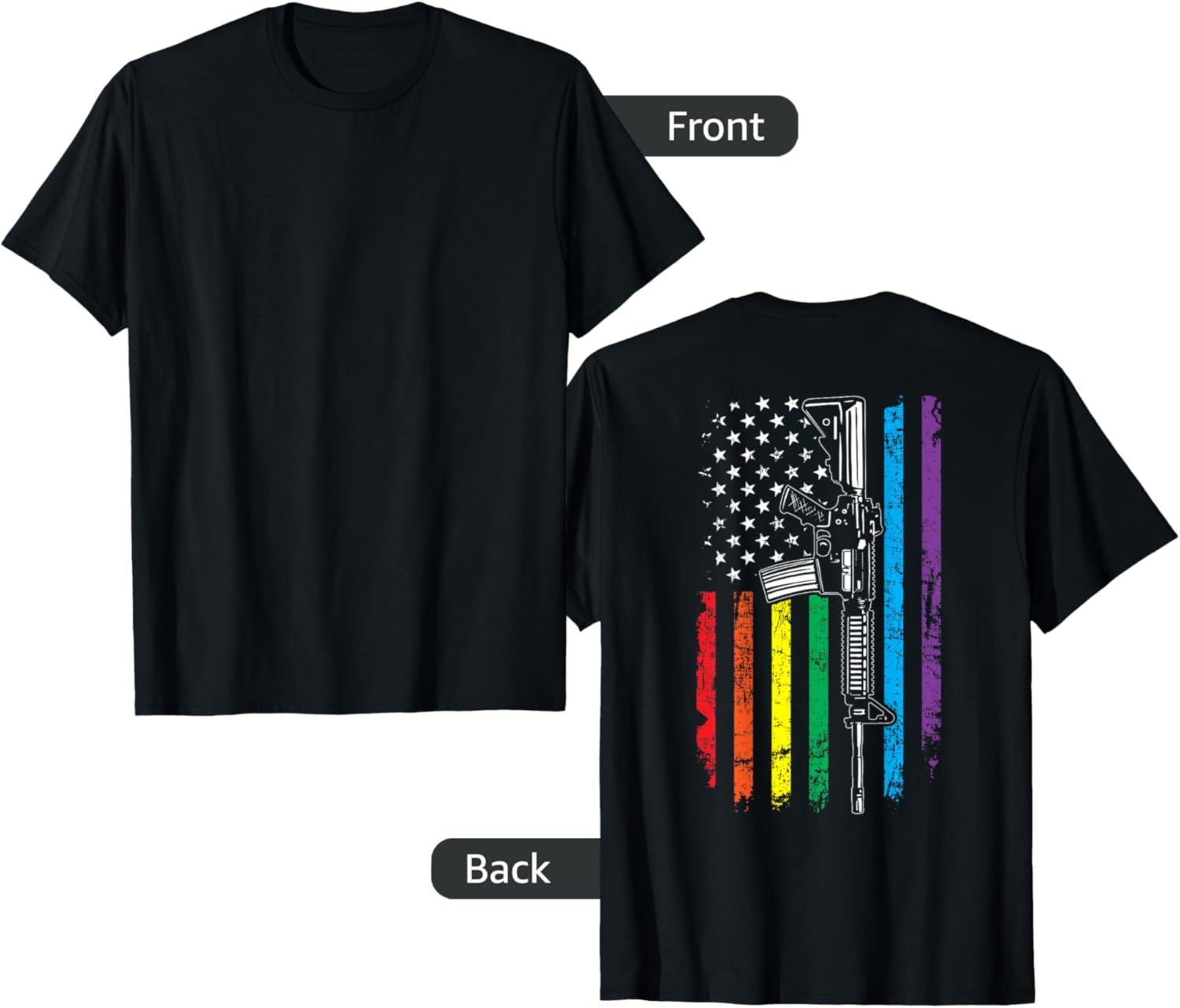 Rainbow Pro Gun American Flag Lgbt Gay Pride Ar15 On Back Women