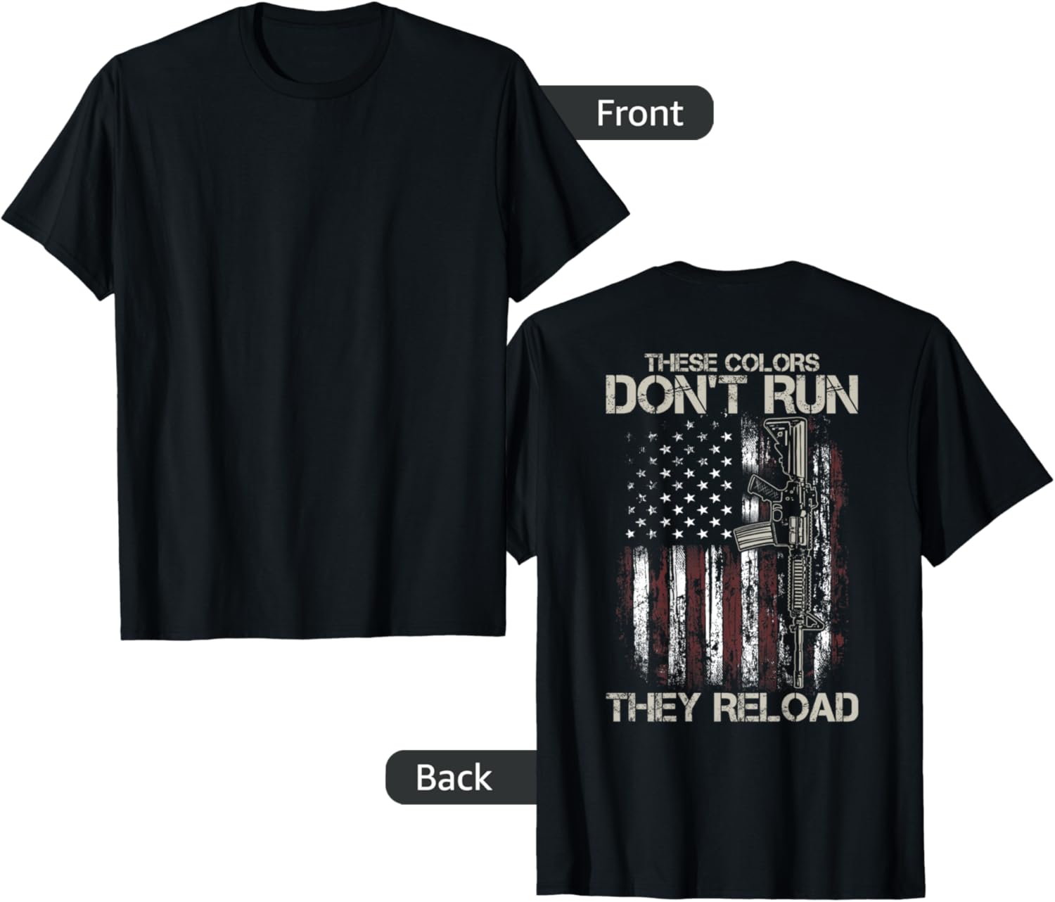 Gun American Flag Colors Dont Run They Reload On Back T Shirt