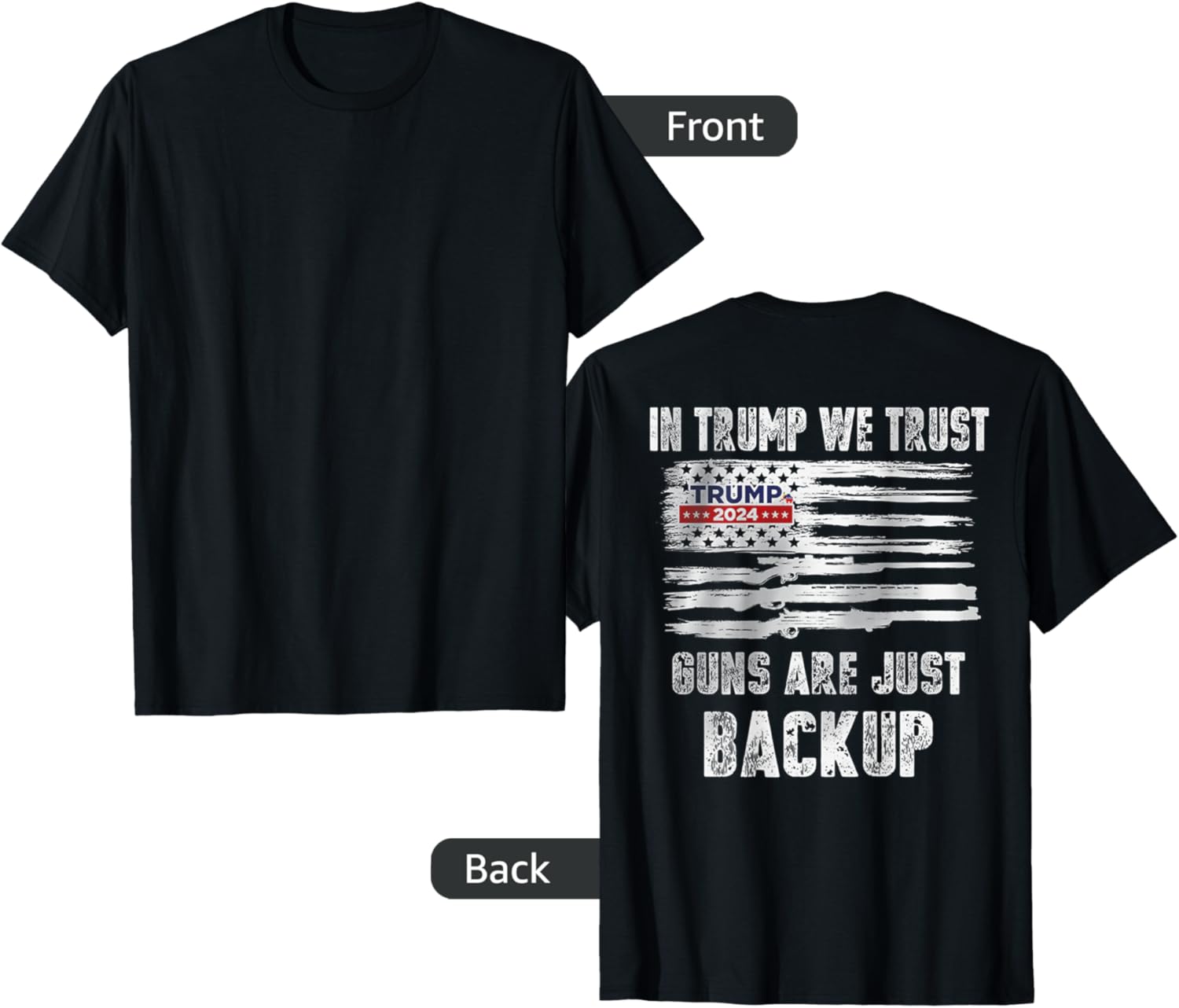 In Trump We Trust Guns Are Just Backup Trump 2024 On Back